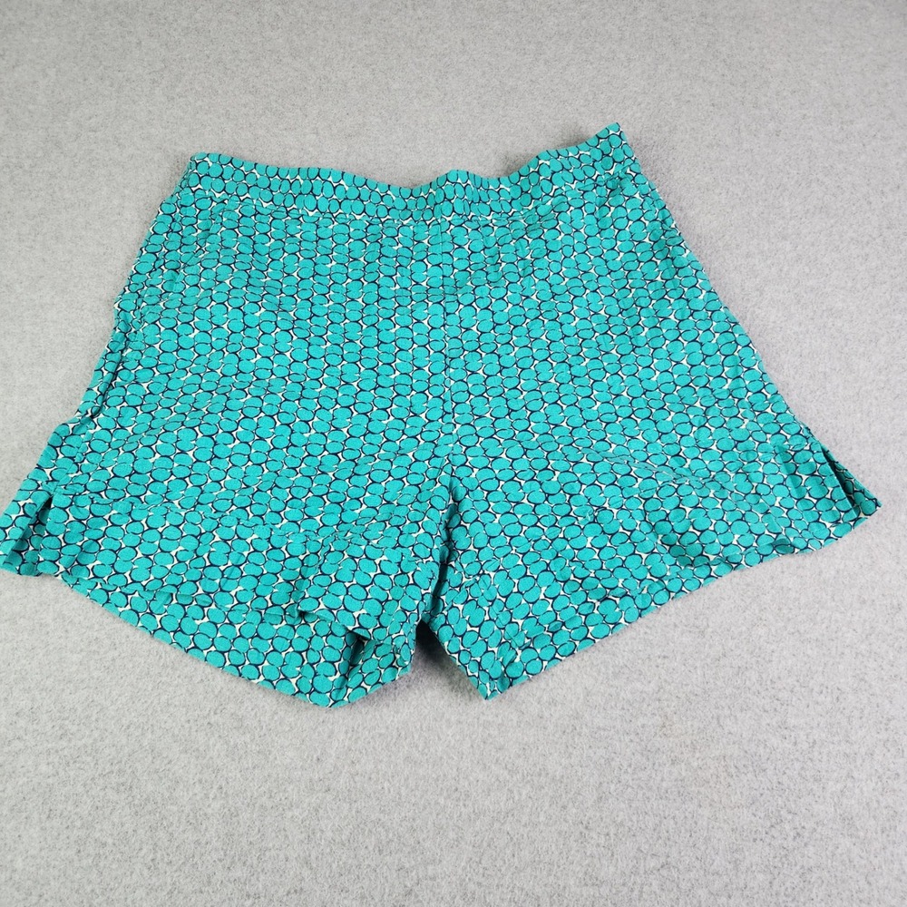 Banana Republic Shorts Womens Large Teal Patterned Linen Blend High Rise Casual